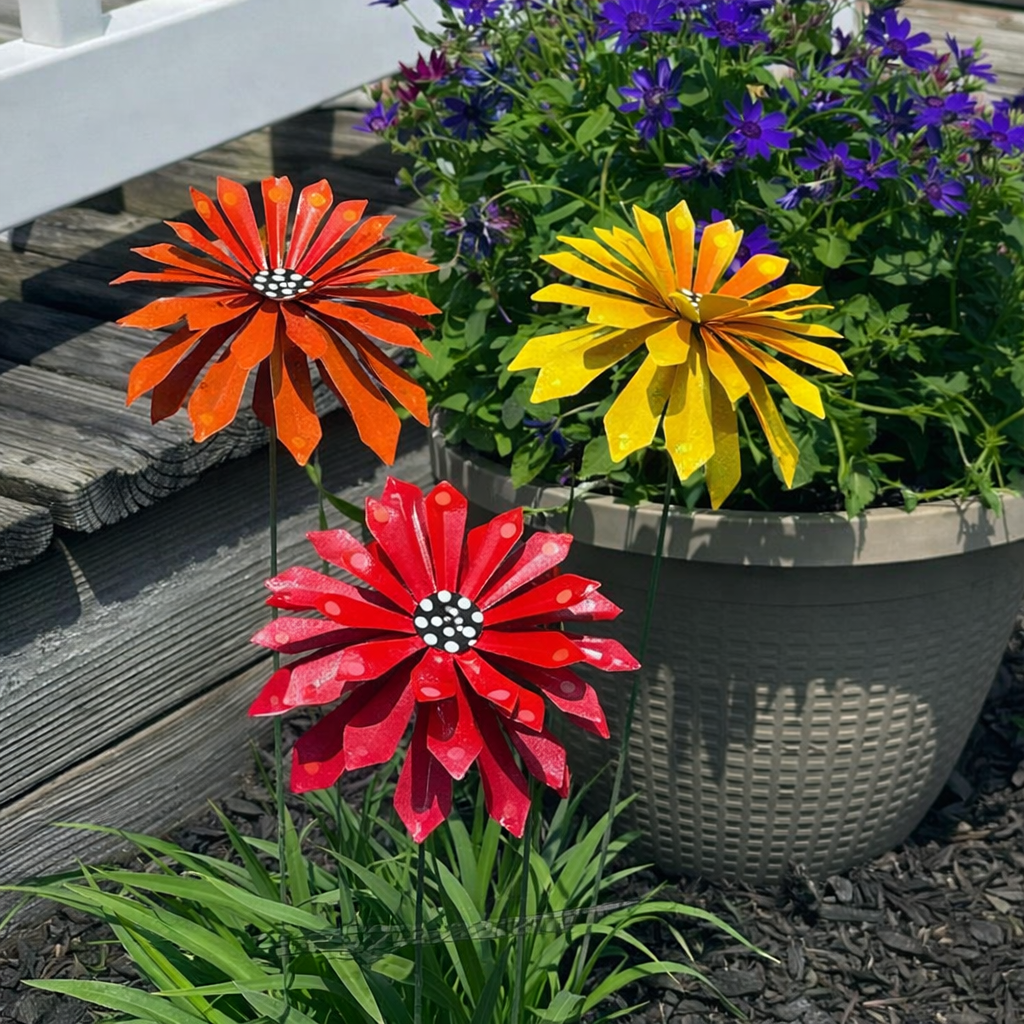 🔥Last Day 49% OFF-Metal Zinnia Flower Garden Stake