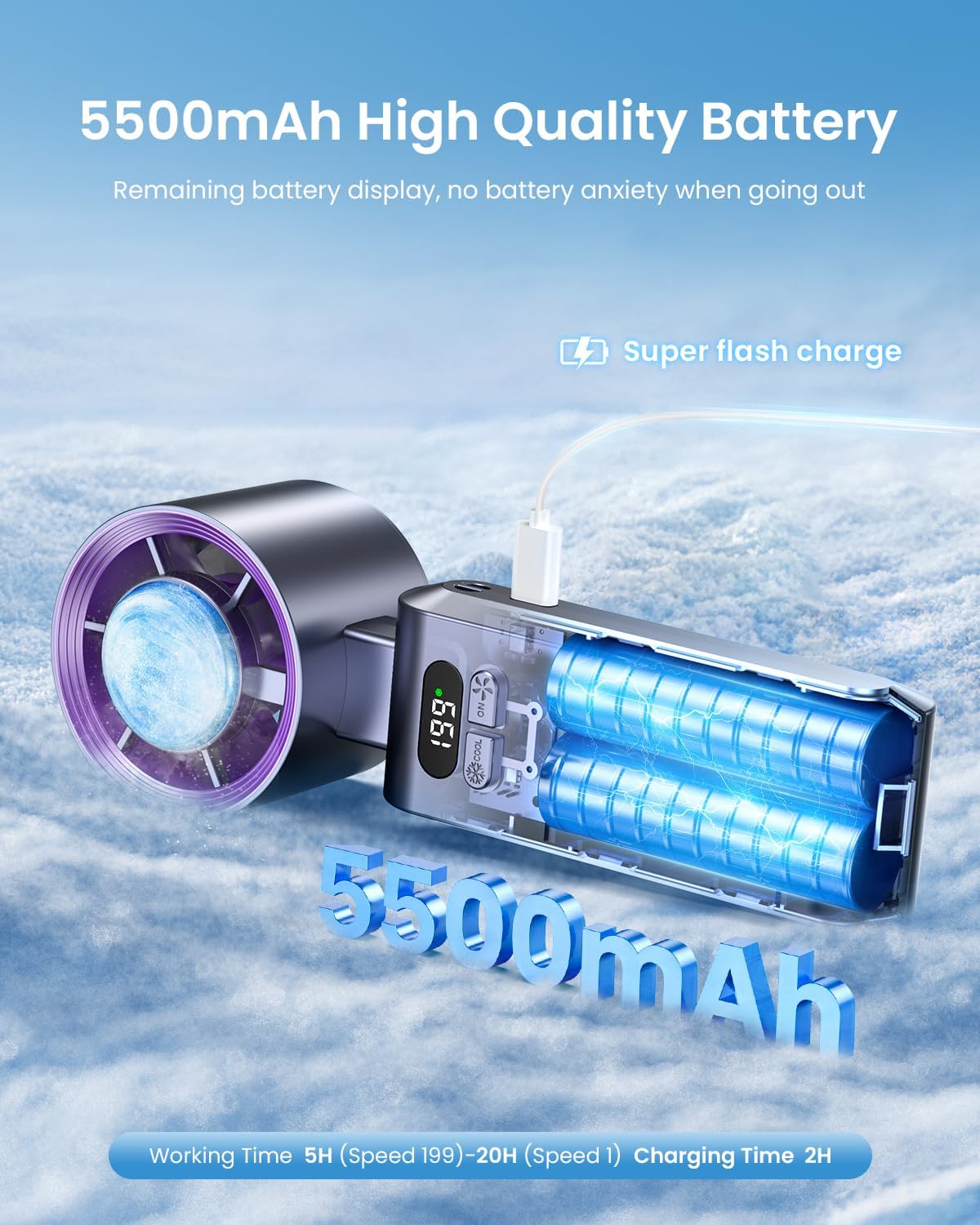 ❄️Ice in Your Pocket. Hurricane in Your Hand🥶Ultra-High Speed Portable Fan🌪️