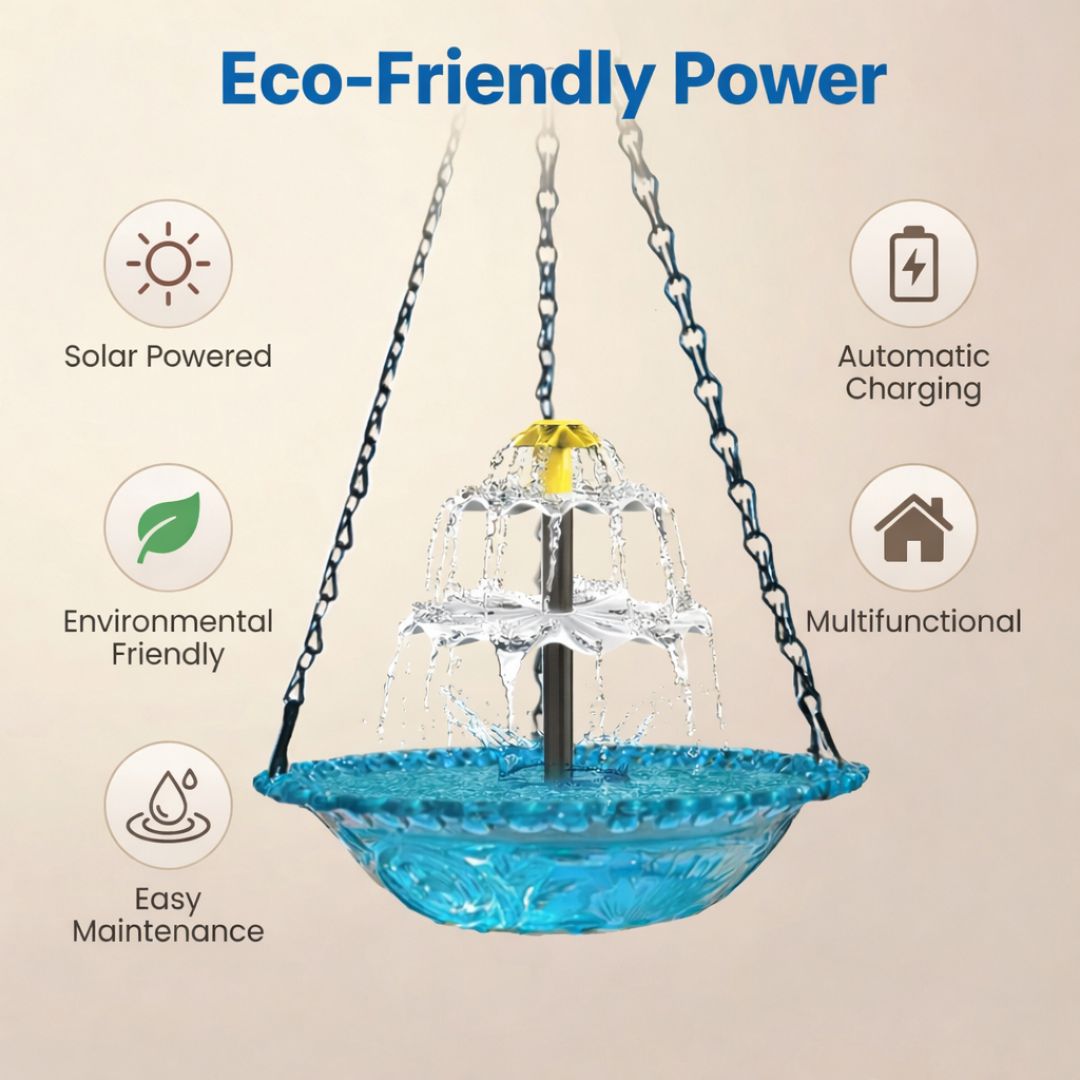 ✨ 2026 Spring limited offer 50% off 🐦 Solar Hanging Cascade Garden Bird Bath Fountain