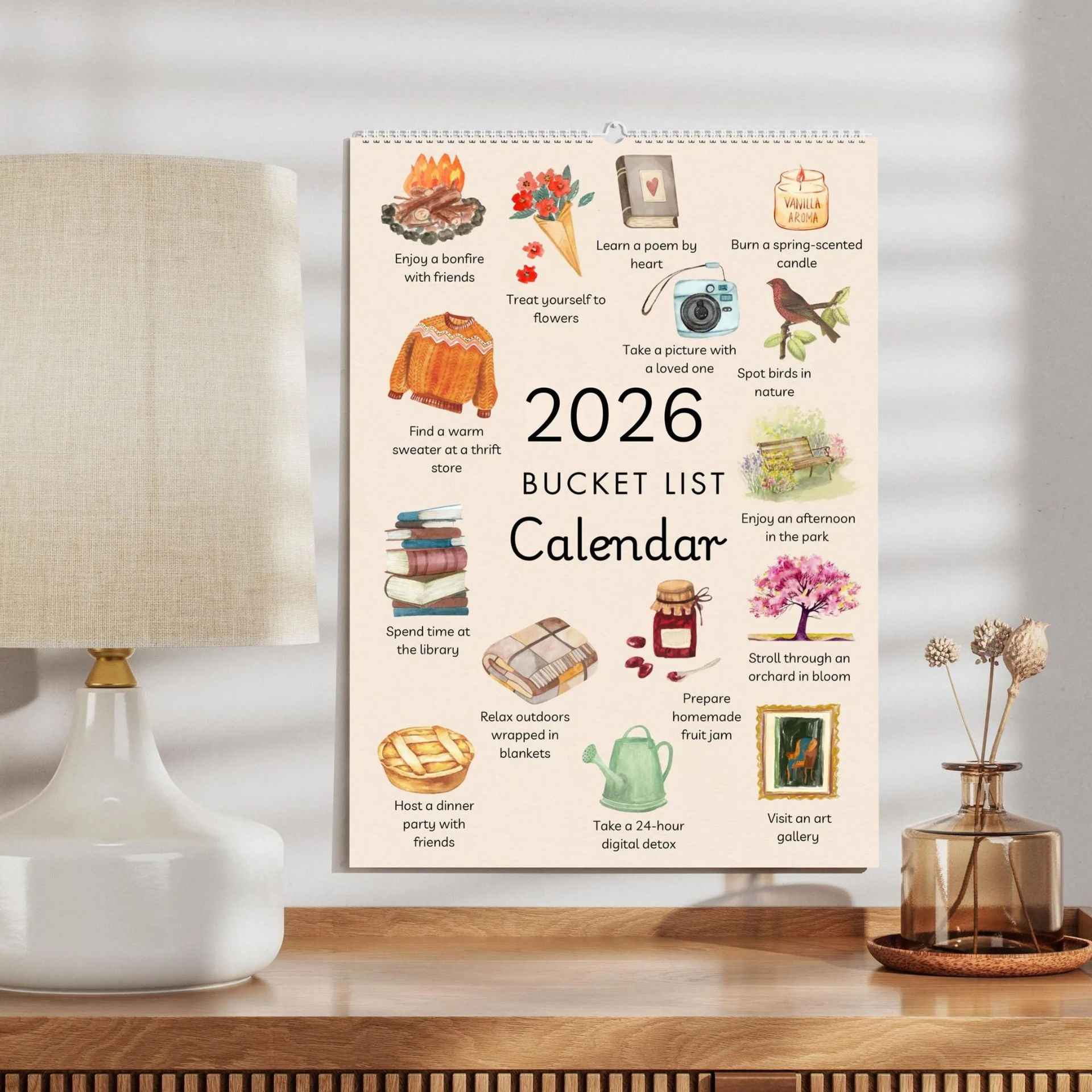 📅 2026 Bucket List Wall Calendar