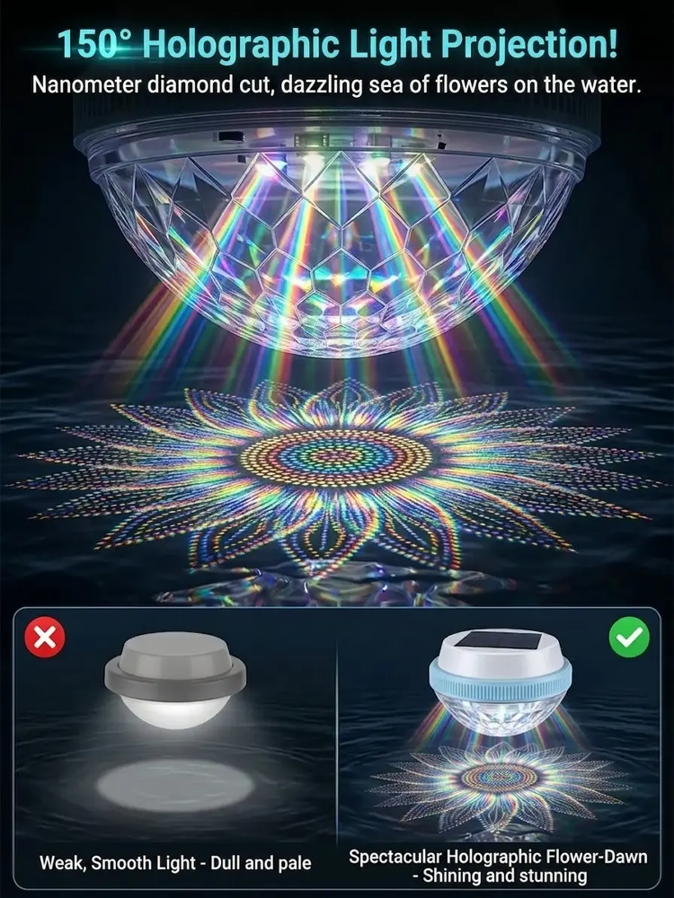 【0 Electricity Cost Aurora Pool】Solar Floating Light
