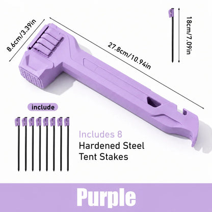Last Day 49% OFF🔥🔨2-in-1 Tent Stake Hammer with Built-In Storage for 8 Stakes and Stake Puller for Outdoor Camping