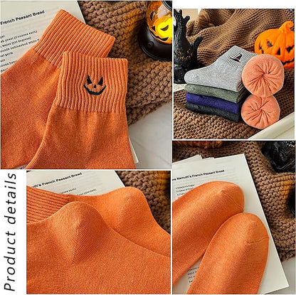 5 Pairs Halloween Embroidered Ankle Socks 🎃