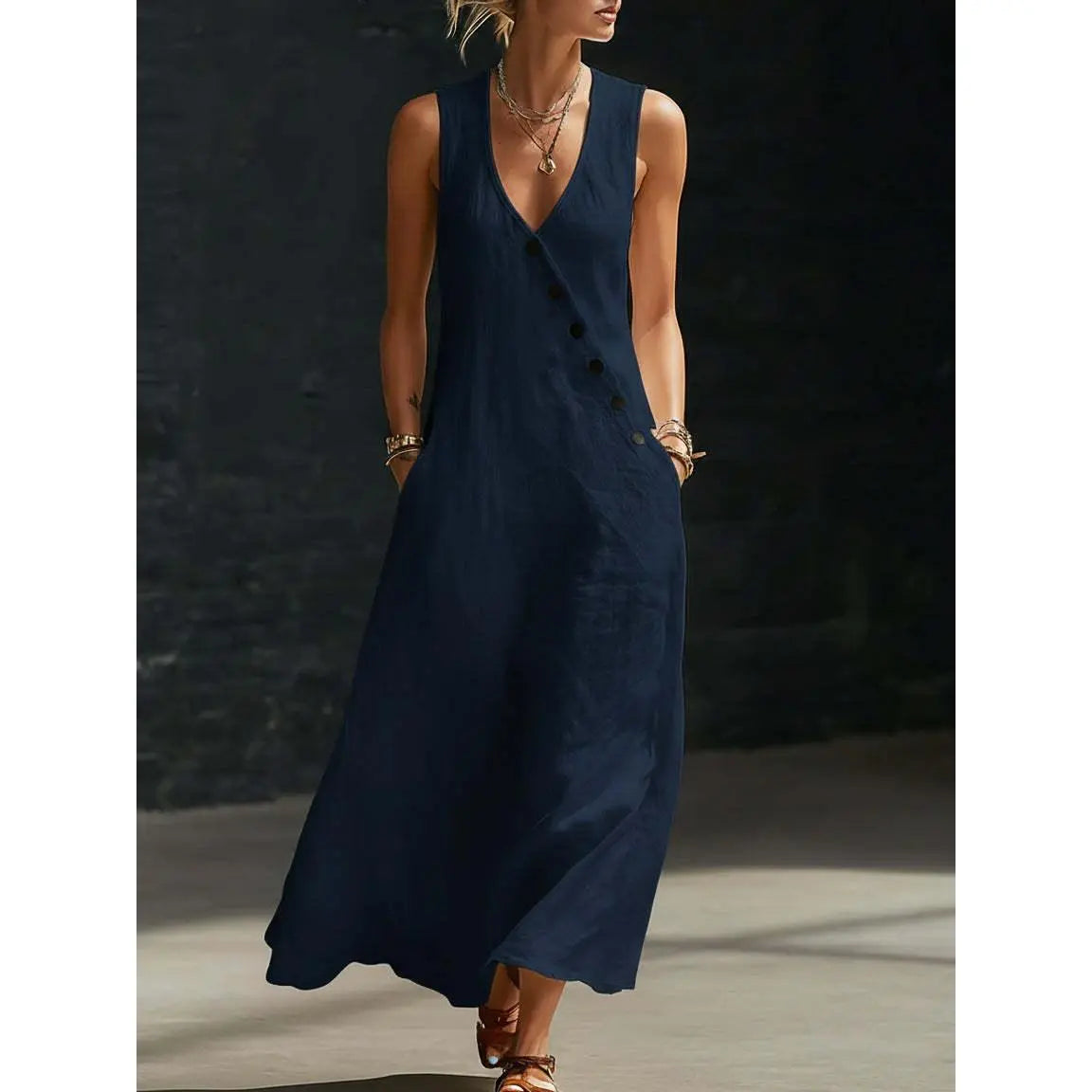 🌈New In 50% OFF🌟| Boho Linen Maxi Dress👗 - Perfect for Beach, Vacation & Brunch!