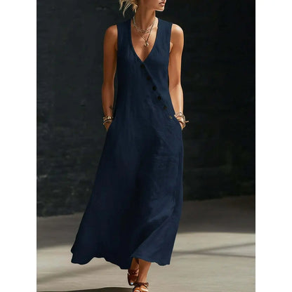 🌈New In 50% OFF🌟| Boho Linen Maxi Dress👗 - Perfect for Beach, Vacation & Brunch!