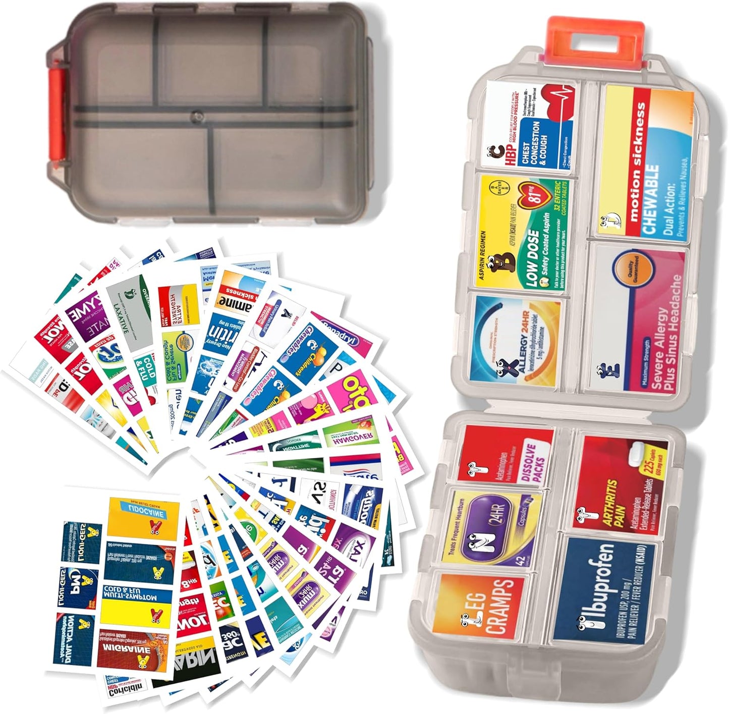 7 Day Travel Pill Organizer with 161 Labels Mini Pill Case