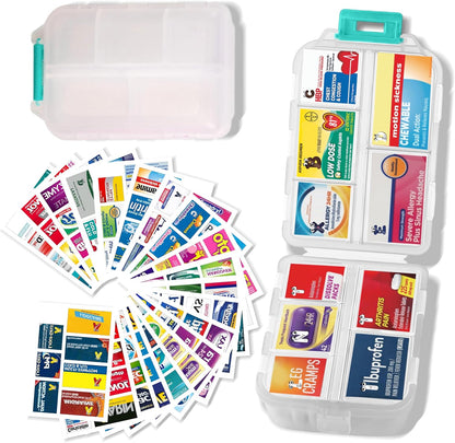 7 Day Travel Pill Organizer with 161 Labels Mini Pill Case