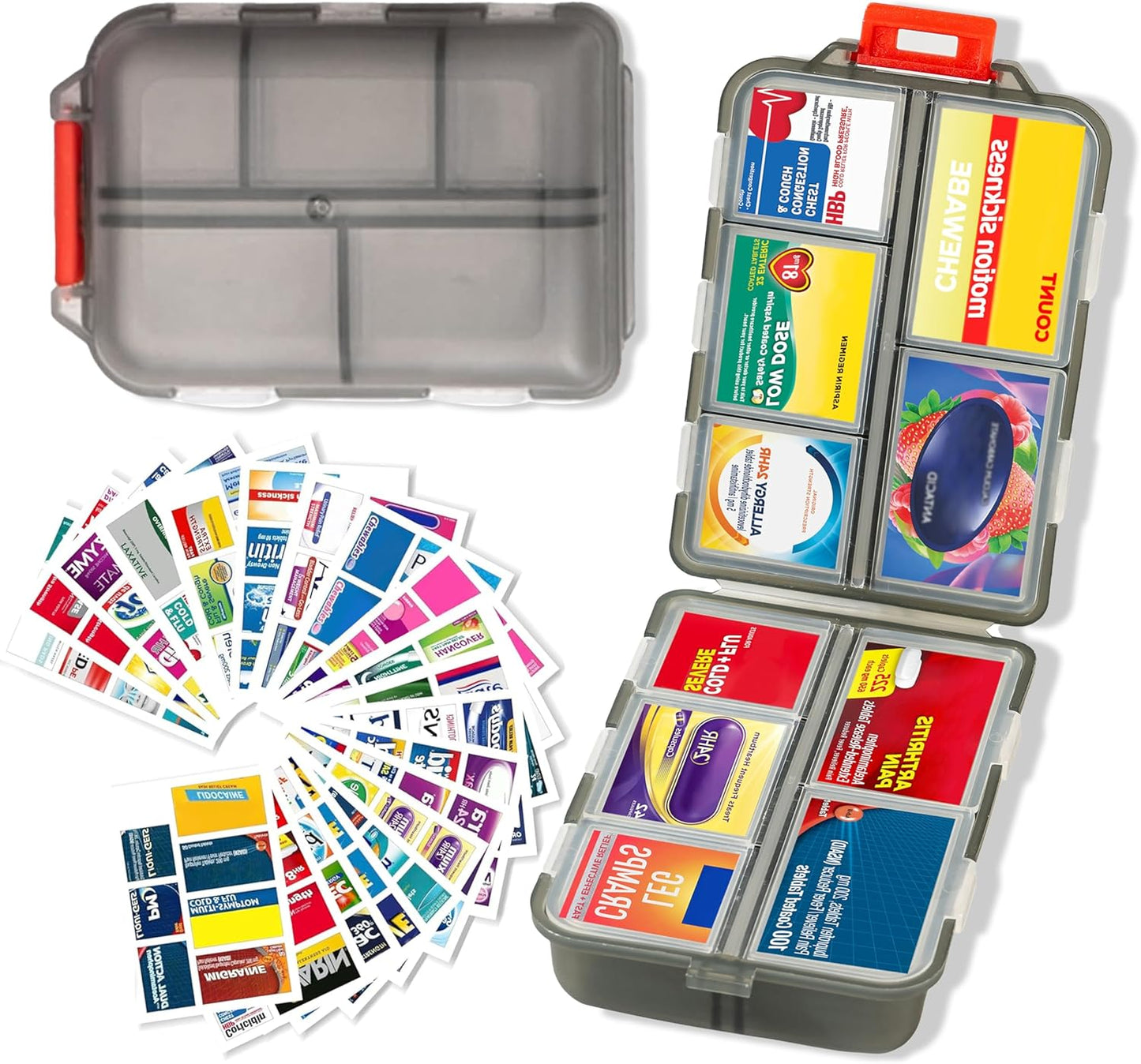 7 Day Travel Pill Organizer with 161 Labels Mini Pill Case
