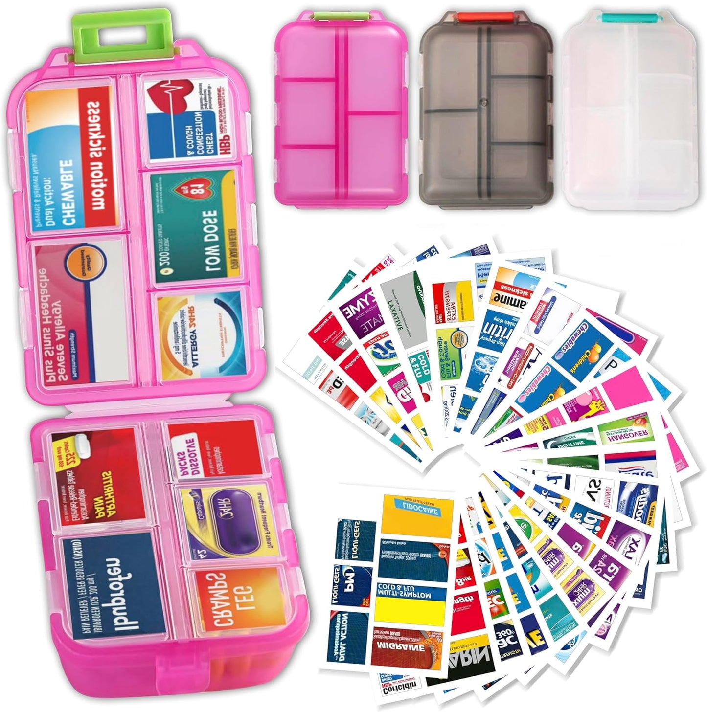 7 Day Travel Pill Organizer with 161 Labels Mini Pill Case