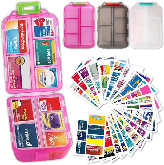 7 Day Travel Pill Organizer with 161 Labels Mini Pill Case
