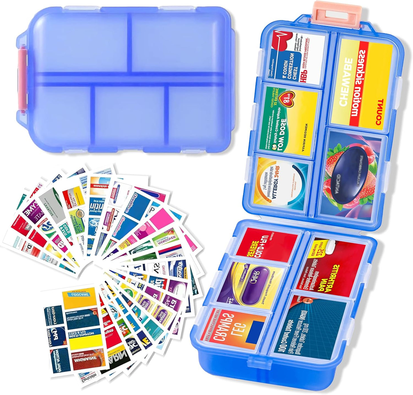 7 Day Travel Pill Organizer with 161 Labels Mini Pill Case