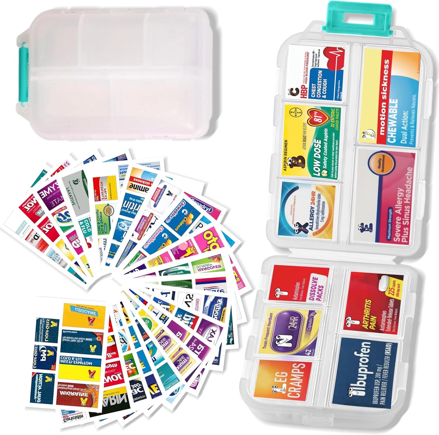 7 Day Travel Pill Organizer with 161 Labels Mini Pill Case