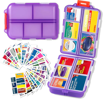 7 Day Travel Pill Organizer with 161 Labels Mini Pill Case