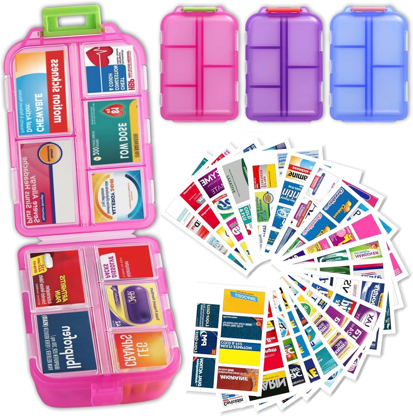 7 Day Travel Pill Organizer with 161 Labels Mini Pill Case
