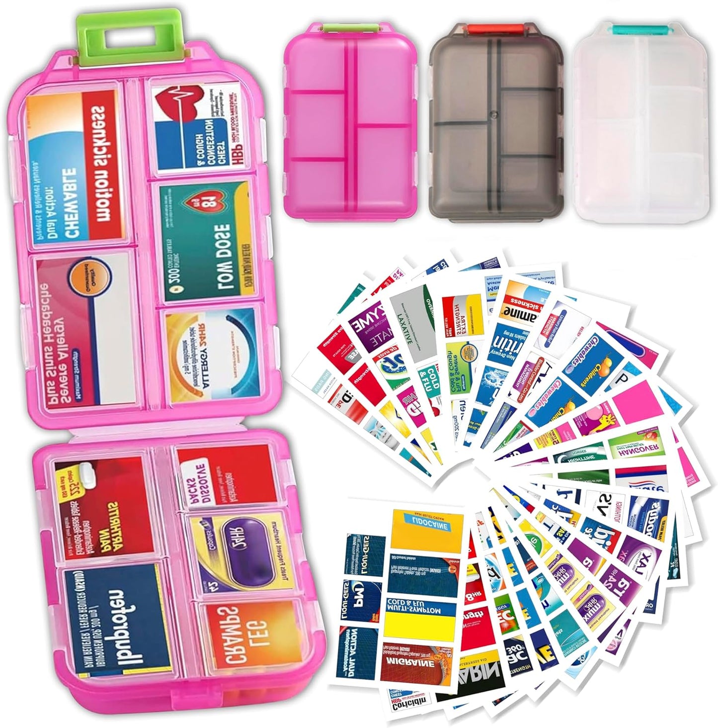 7 Day Travel Pill Organizer with 161 Labels Mini Pill Case