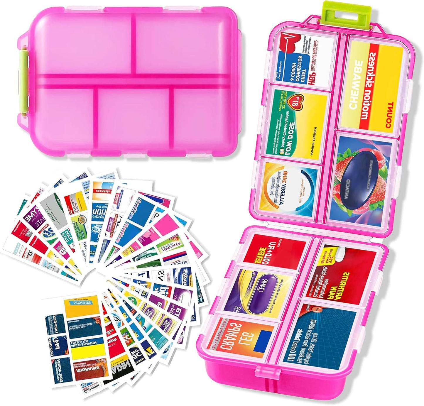 7 Day Travel Pill Organizer with 161 Labels Mini Pill Case