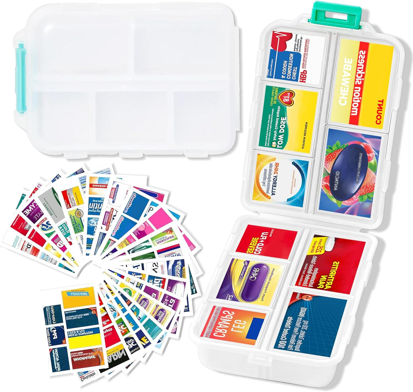 7 Day Travel Pill Organizer with 161 Labels Mini Pill Case