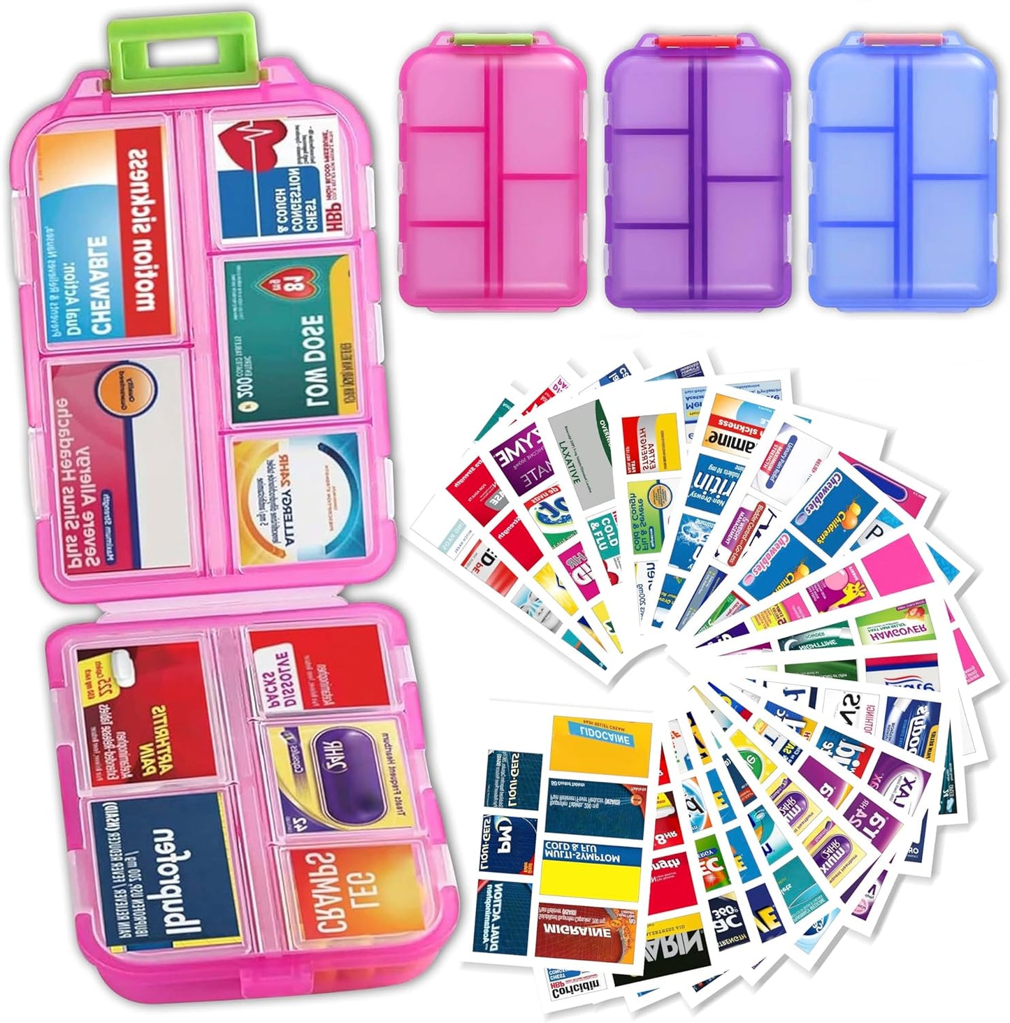 7 Day Travel Pill Organizer with 161 Labels Mini Pill Case