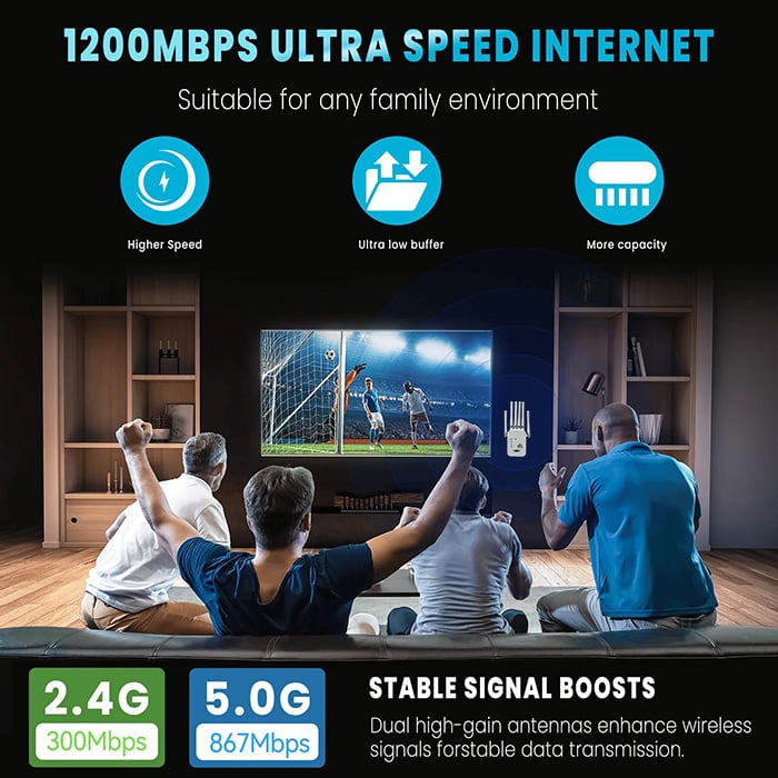 📶 AC1200 WiFi Range Extender – Boost Your Home WiFi Coverage