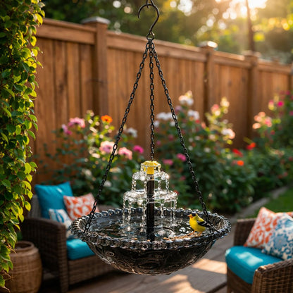 ✨ 2026 Spring limited offer 50% off 🐦 Solar Hanging Cascade Garden Bird Bath Fountain