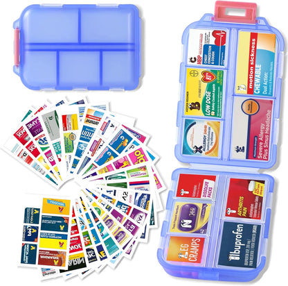 7 Day Travel Pill Organizer with 161 Labels Mini Pill Case