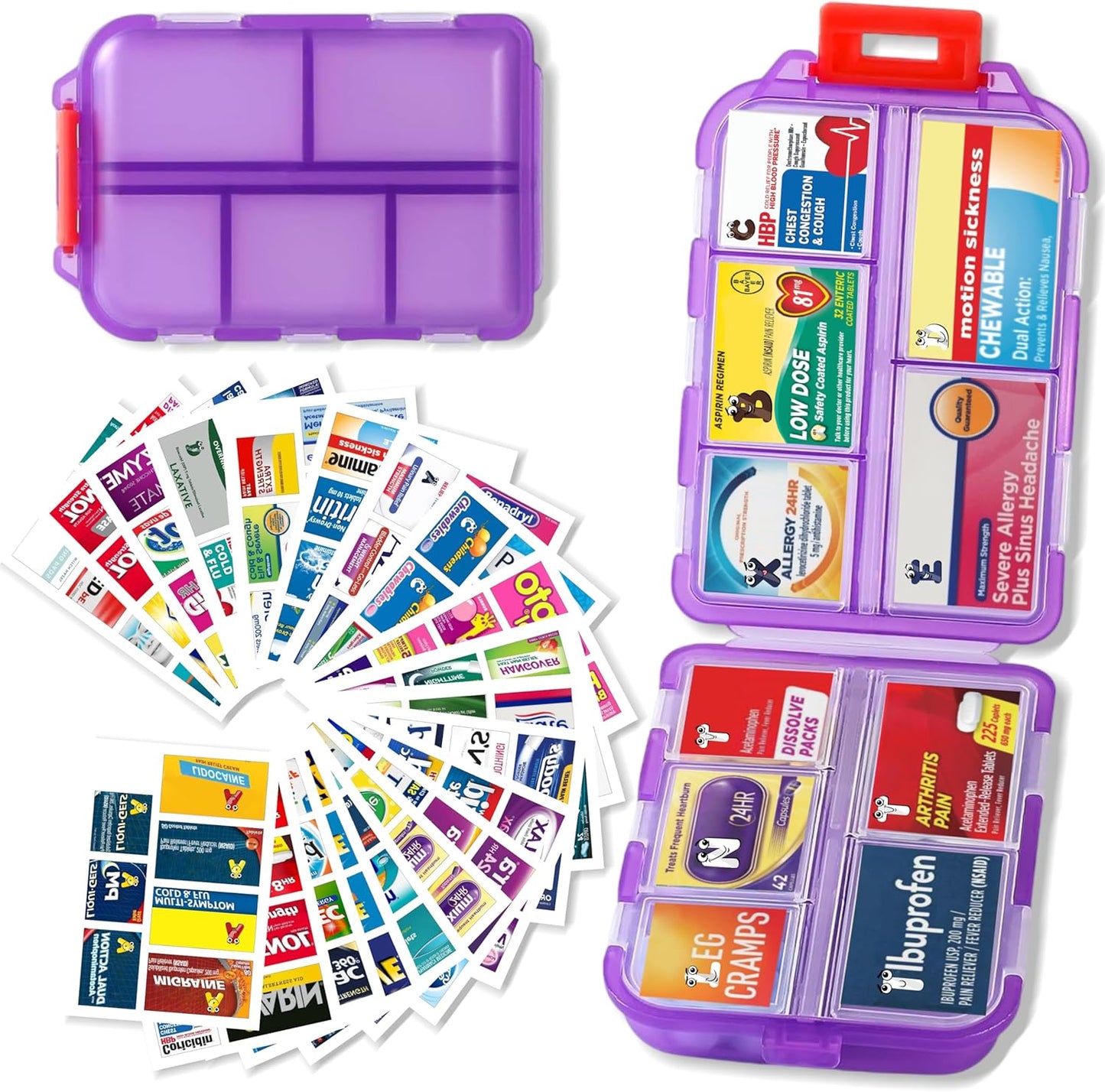 7 Day Travel Pill Organizer with 161 Labels Mini Pill Case