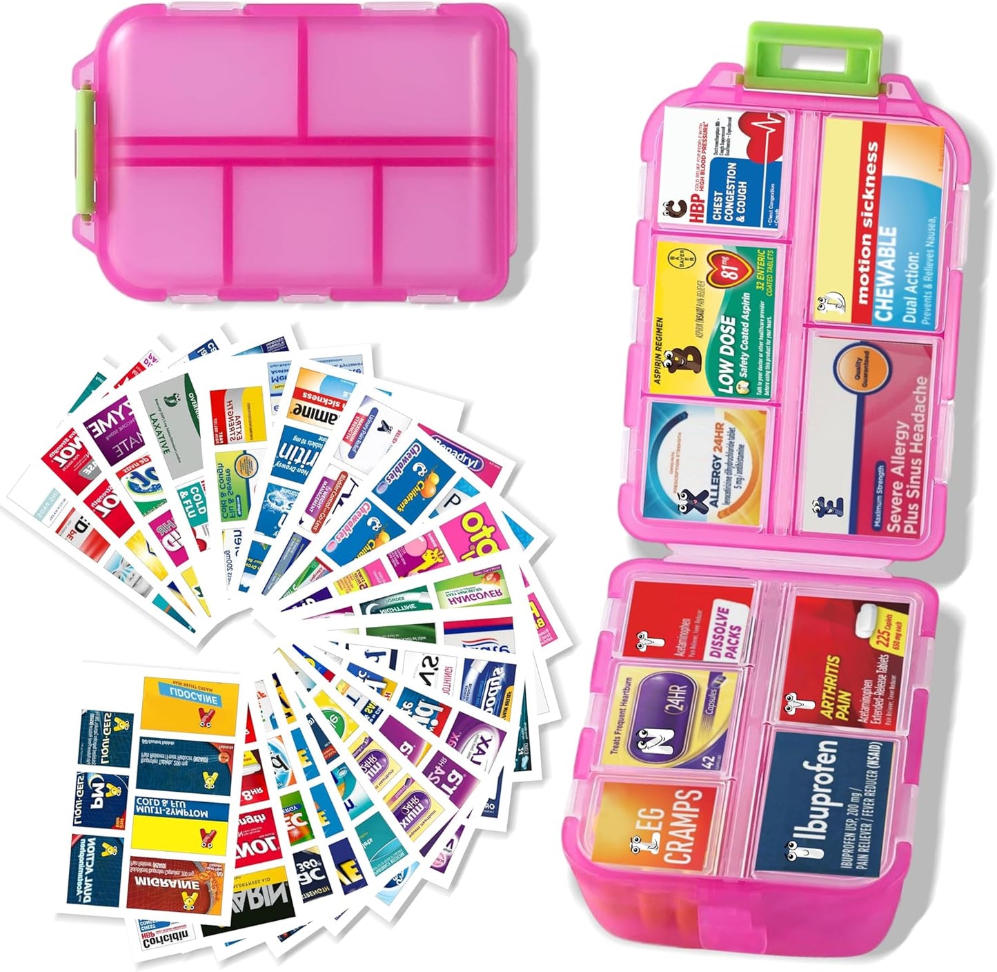 7 Day Travel Pill Organizer with 161 Labels Mini Pill Case