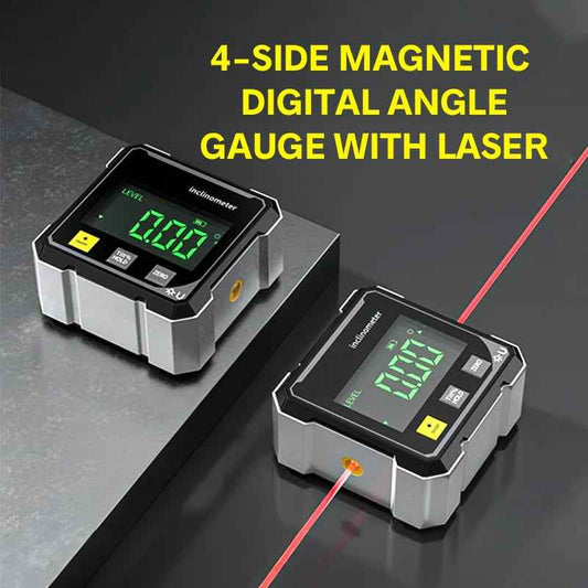 4-Side Magnetic Digital Angle Gauge with Laser