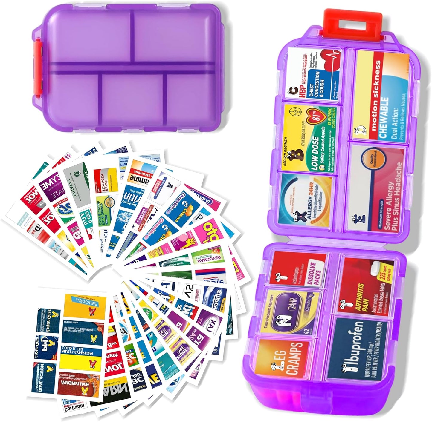 7 Day Travel Pill Organizer with 161 Labels Mini Pill Case