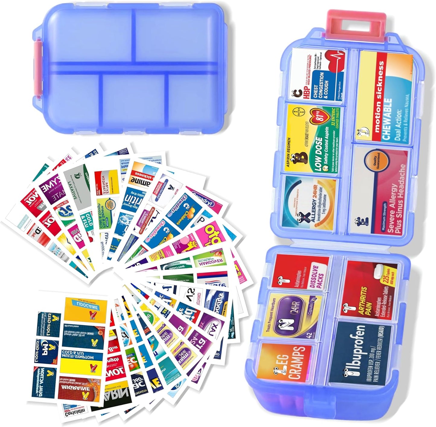 7 Day Travel Pill Organizer with 161 Labels Mini Pill Case