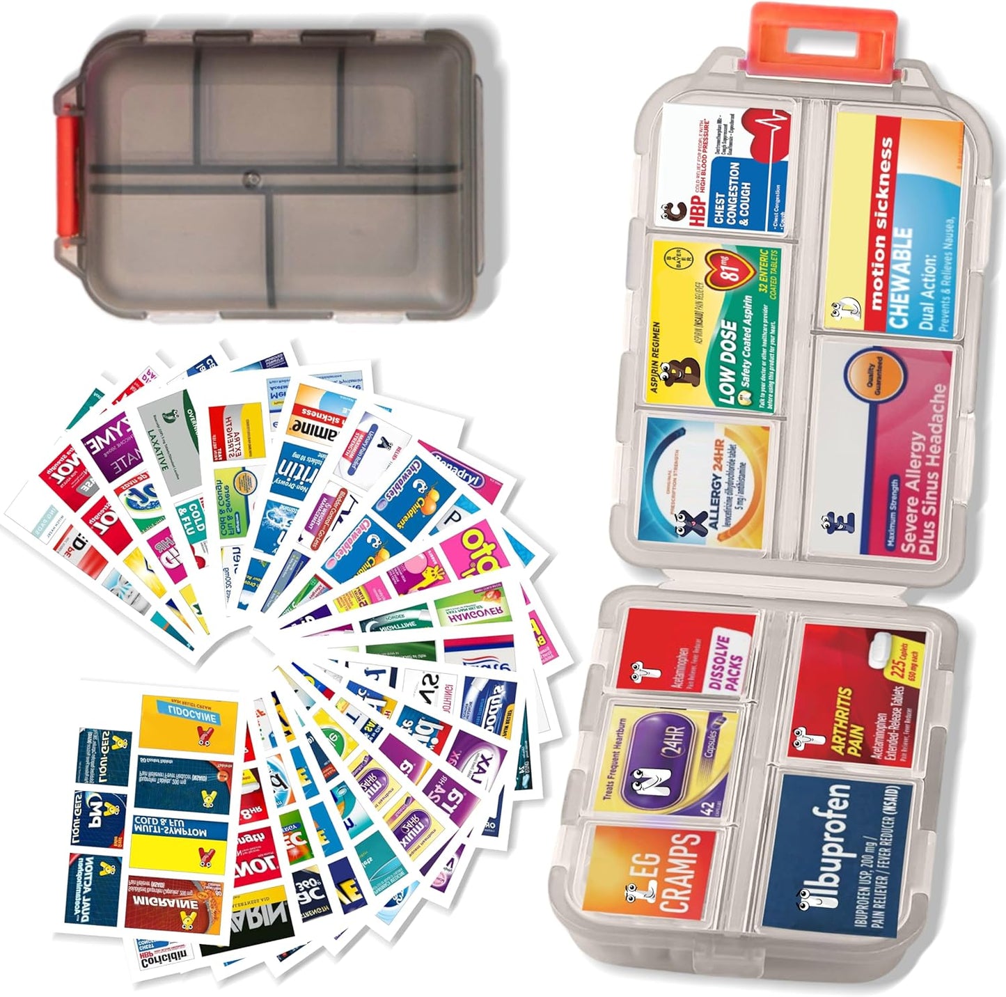 7 Day Travel Pill Organizer with 161 Labels Mini Pill Case