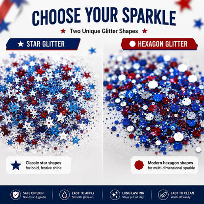 🔥LAST DAY 50% OFF 4th of July Glitter Stick - Red White Blue Patriotic Sparkle Gel for Face Hair & Body