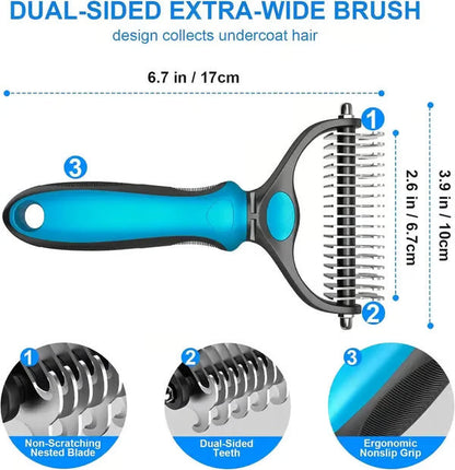 🔥Hot Sale 50% OFF!!🐾Professional Double-Sided Pet Grooming Rake ✨