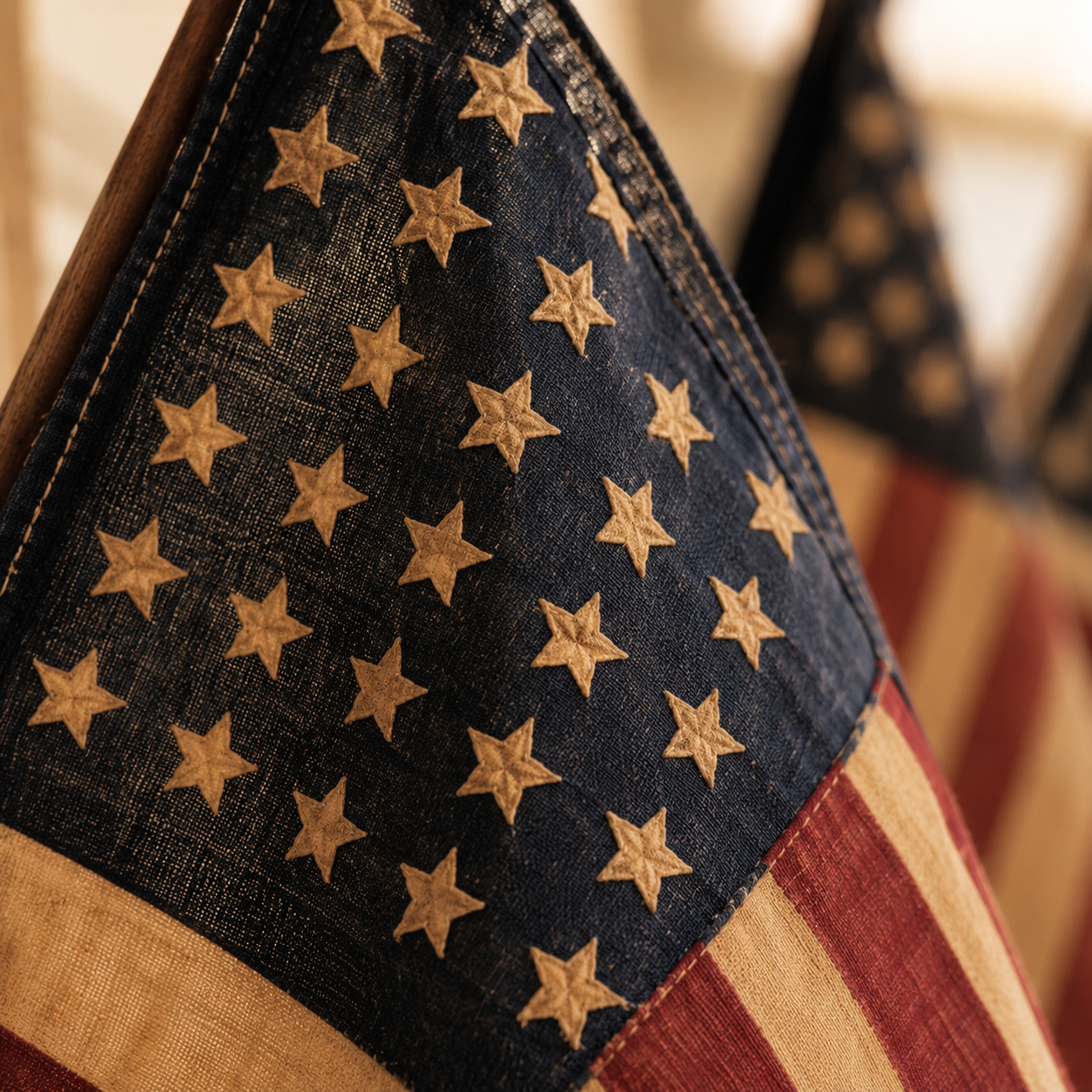 ⏳50% OFF🇺🇸 Rustic Cast Iron 5 Tea-Stained American Flag Wall Display✨