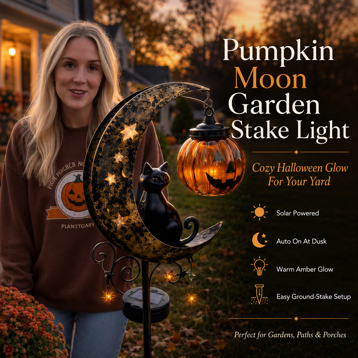🔥50% OFF TODAY🔥 Solar Halloween Garden Stake Light 🎃👻 Spooky Outdoor Yard Decor for Garden, Porch & Pathway