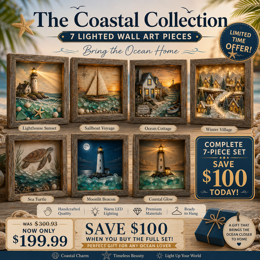 🌊✨ Coastal Lighthouse Sea Glass Night Light – Bring The Ocean Home
