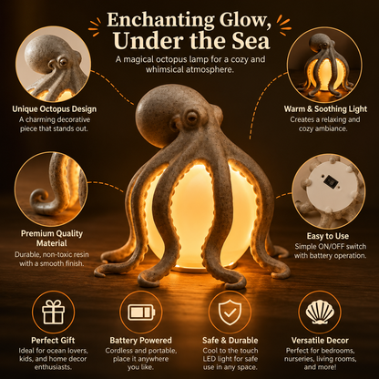 🐙 Octopus Ocean Decor Table Lamp – Coastal Ambient Lighting & Artistic Home Décor