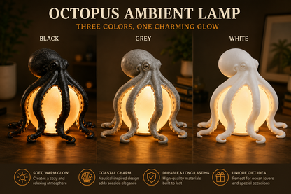 🐙 Octopus Ocean Decor Table Lamp – Coastal Ambient Lighting & Artistic Home Décor