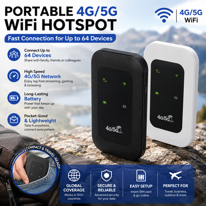 ⚡ Portable WiFi Hotspot – Fast Global Internet Anywhere, No SIM Card, No Roaming Fees