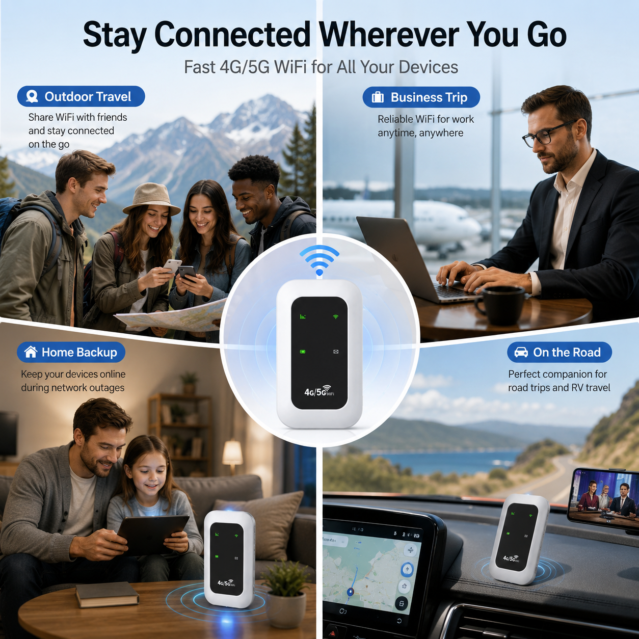 ⚡ Portable WiFi Hotspot – Fast Global Internet Anywhere, No SIM Card, No Roaming Fees
