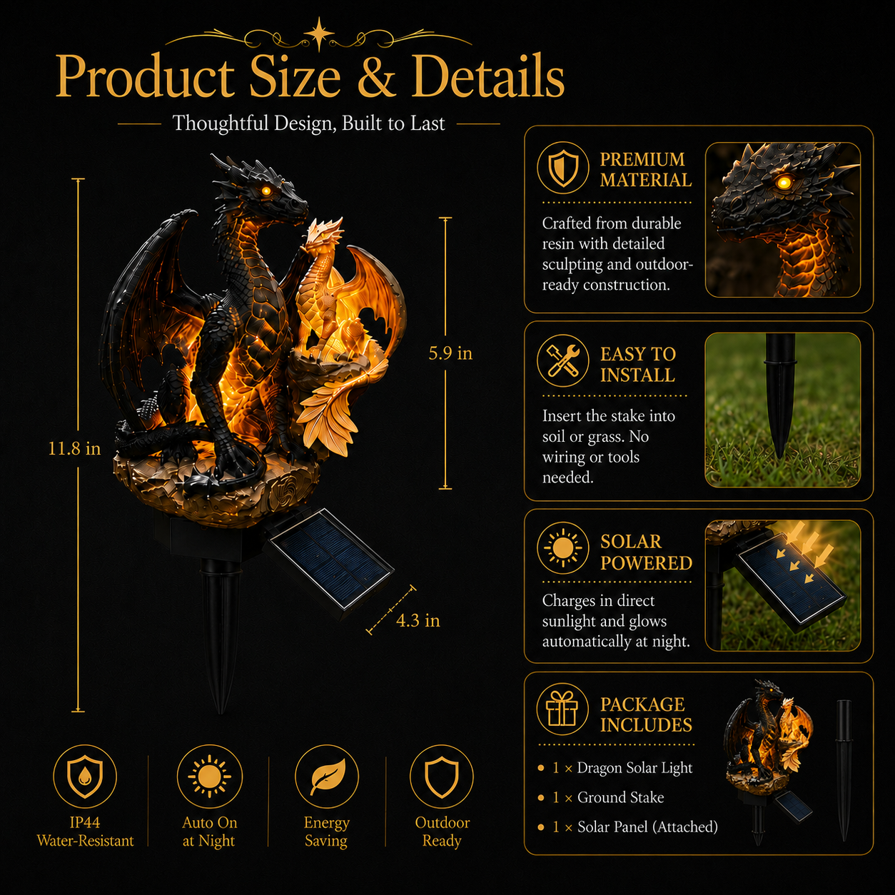 🔥50% OFF Today | Solar Dragon Garden Lights – Magical Fantasy Yard Decor