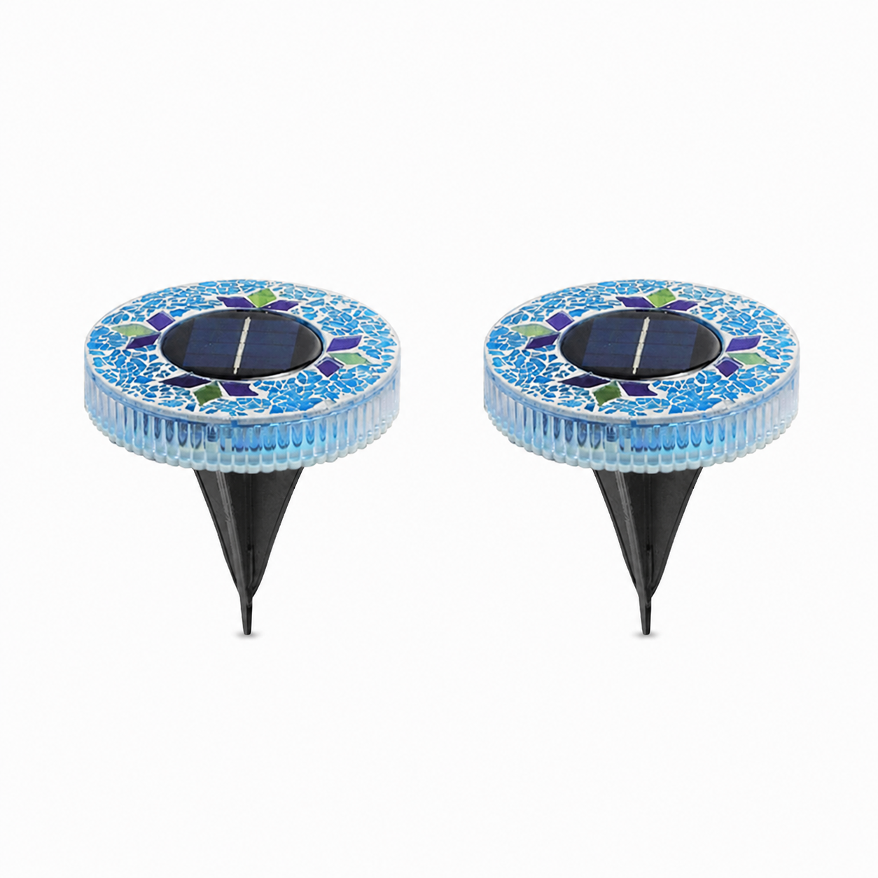 4/8 Pack solar outdoor Mosaic Disk Lights, Waterproof Decorative Pathway LED Light