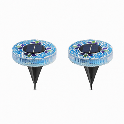 4/8 Pack solar outdoor Mosaic Disk Lights, Waterproof Decorative Pathway LED Light