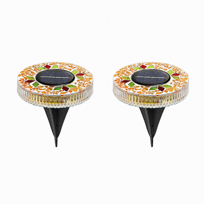 4/8 Pack solar outdoor Mosaic Disk Lights, Waterproof Decorative Pathway LED Light