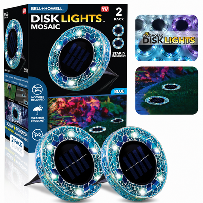4/8 Pack solar outdoor Mosaic Disk Lights, Waterproof Decorative Pathway LED Light