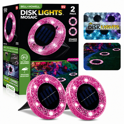 4/8 Pack solar outdoor Mosaic Disk Lights, Waterproof Decorative Pathway LED Light