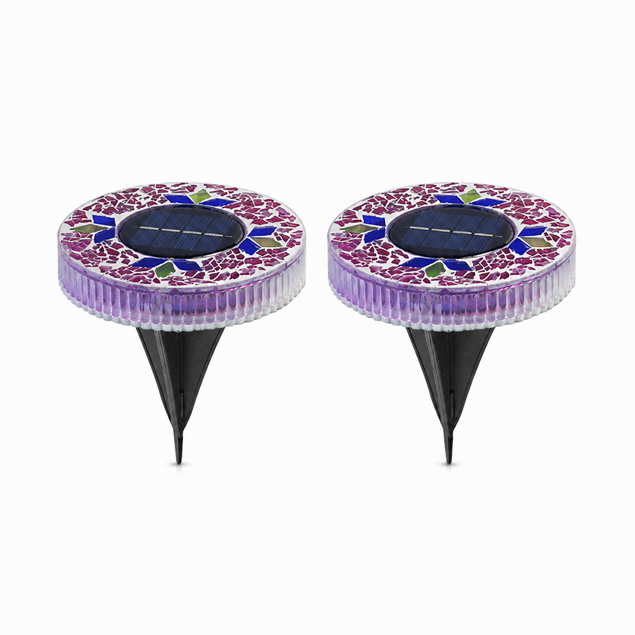4/8 Pack solar outdoor Mosaic Disk Lights, Waterproof Decorative Pathway LED Light