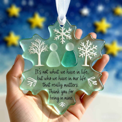 Buy 4, Get 3 Free🎁 【Heartfelt Christmas Gifts】-Snowflake Shaped Sea Glass Friendship Ornament