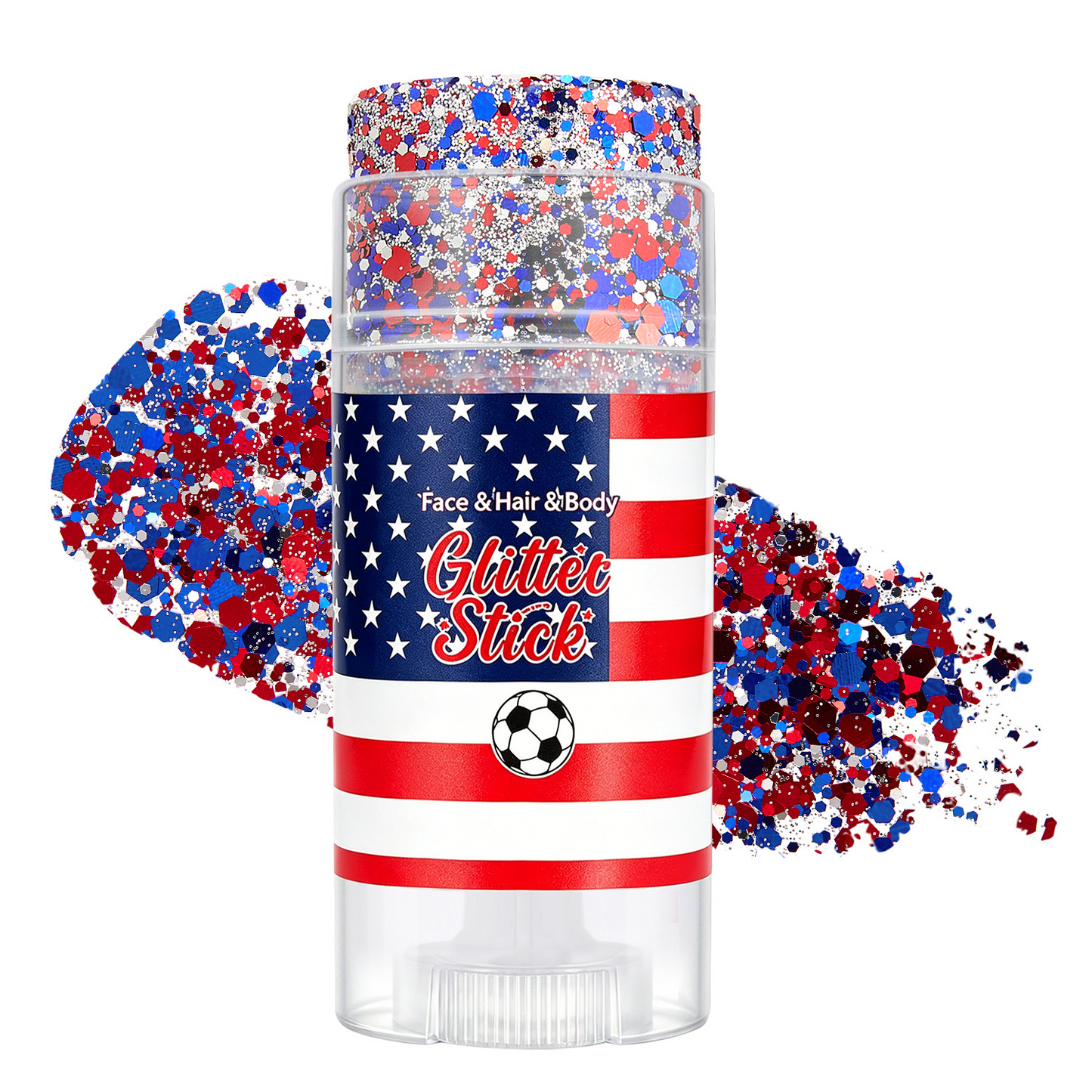 🔥LAST DAY 50% OFF 4th of July Glitter Stick - Red White Blue Patriotic Sparkle Gel for Face Hair & Body