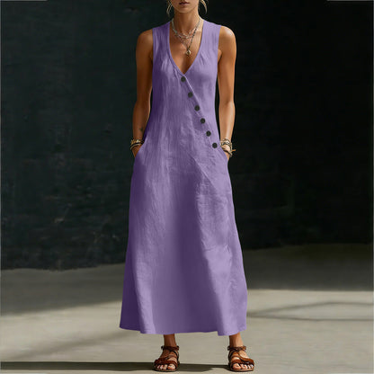 🌈New In 50% OFF🌟| Boho Linen Maxi Dress👗 - Perfect for Beach, Vacation & Brunch!